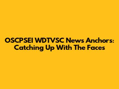 OSCPSEI WDTVSC News Anchors: Catching Up With The Faces
