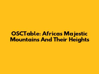 OSCTable: Africa's Majestic Mountains And Their Heights