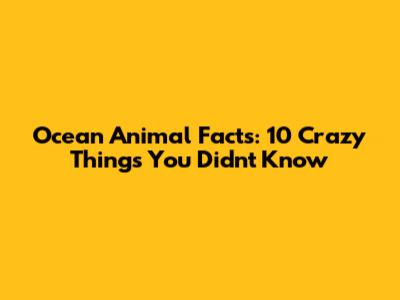 Ocean Animal Facts: 10 Crazy Things You Didn't Know
