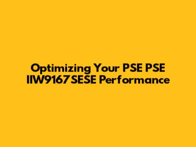 Optimizing Your PSE PSE IIW9167SESE Performance
