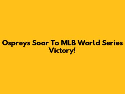 Ospreys Soar To MLB World Series Victory!