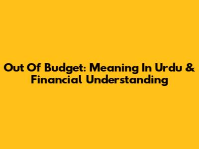 Out Of Budget: Meaning In Urdu & Financial Understanding