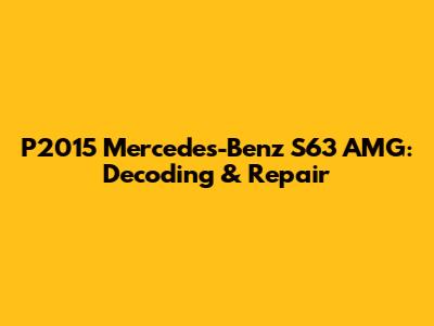 P2015 Mercedes-Benz S63 AMG: Decoding & Repair