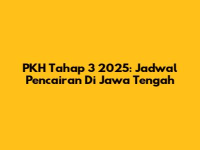 PKH Tahap 3 2025: Jadwal Pencairan Di Jawa Tengah
