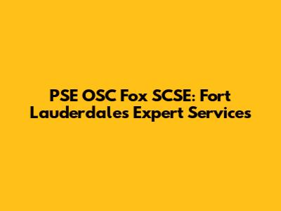 PSE OSC Fox SCSE: Fort Lauderdale's Expert Services