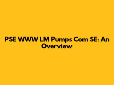 PSE WWW LM Pumps Com SE: An Overview