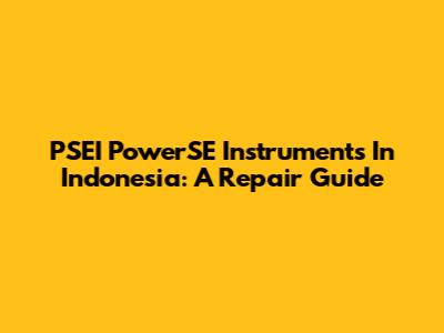 PSEI PowerSE Instruments In Indonesia: A Repair Guide