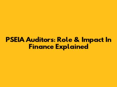 PSEIA Auditors: Role & Impact In Finance Explained