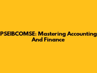 PSEIBCOMSE: Mastering Accounting And Finance
