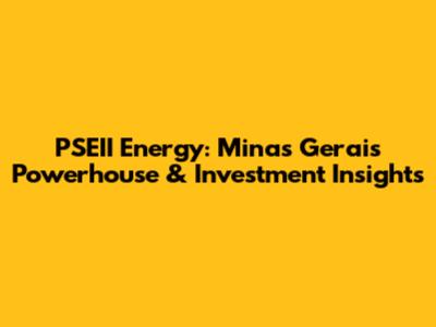 PSEII Energy: Minas Gerais' Powerhouse & Investment Insights