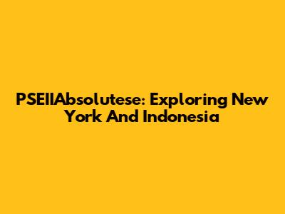 PSEIIAbsolutese: Exploring New York And Indonesia
