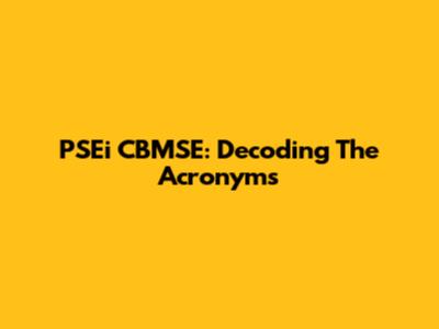 PSEi CBMSE: Decoding The Acronyms