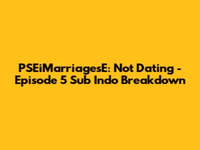 PSEiMarriagesE: Not Dating - Episode 5 Sub Indo Breakdown