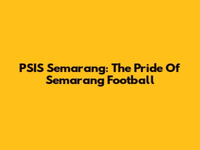 PSIS Semarang: The Pride Of Semarang Football