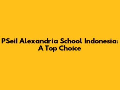 PSeiI Alexandria School Indonesia: A Top Choice