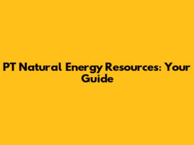 PT Natural Energy Resources: Your Guide