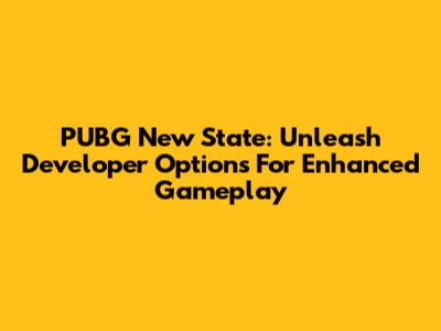 PUBG New State: Unleash Developer Options For Enhanced Gameplay