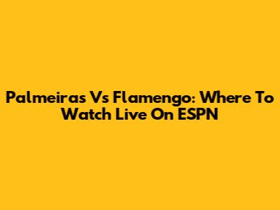 Palmeiras Vs Flamengo: Where To Watch Live On ESPN