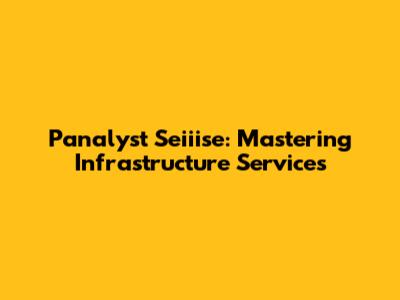 Panalyst Seiiise: Mastering Infrastructure Services