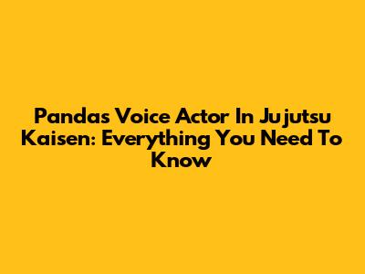 Panda's Voice Actor In Jujutsu Kaisen: Everything You Need To Know