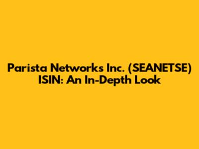 Parista Networks Inc. (SEANETSE) ISIN: An In-Depth Look