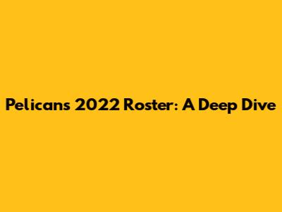 Pelicans 2022 Roster: A Deep Dive