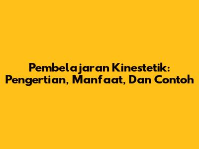 Pembelajaran Kinestetik: Pengertian, Manfaat, Dan Contoh