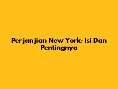 Perjanjian New York: Isi Dan Pentingnya