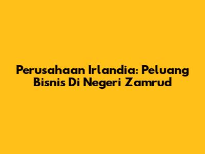 Perusahaan Irlandia: Peluang Bisnis Di Negeri Zamrud