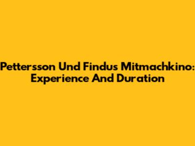 Pettersson Und Findus Mitmachkino: Experience And Duration