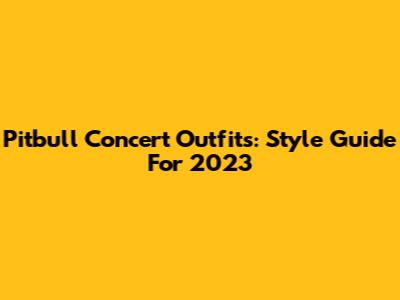 Pitbull Concert Outfits: Style Guide For 2023