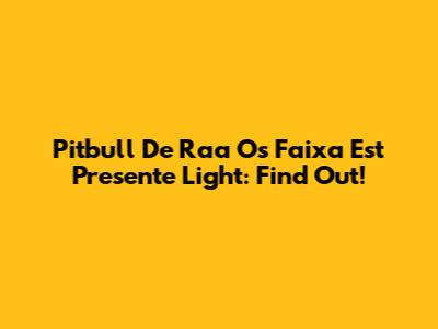Pitbull De Raa Os Faixa Est Presente Light: Find Out!