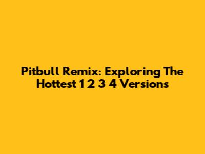 Pitbull Remix: Exploring The Hottest 1 2 3 4 Versions