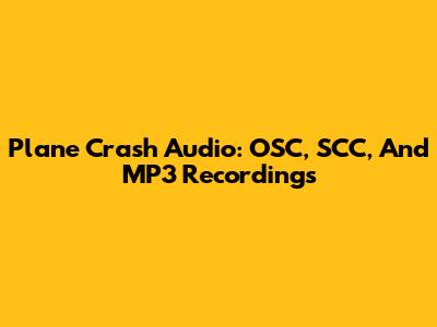 Plane Crash Audio: OSC, SCC, And MP3 Recordings