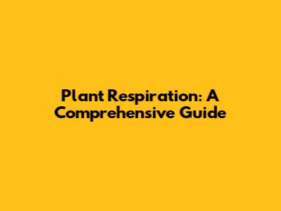 Plant Respiration: A Comprehensive Guide