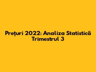 Prețuri 2022: Analiza Statistică Trimestrul 3