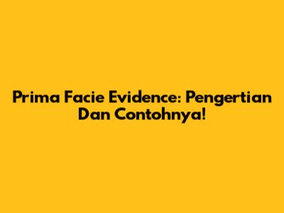 Prima Facie Evidence: Pengertian Dan Contohnya!