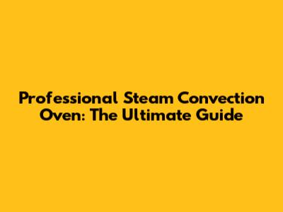 Professional Steam Convection Oven: The Ultimate Guide