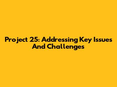 Project 25: Addressing Key Issues And Challenges