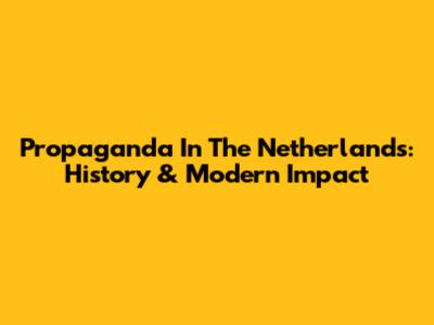 Propaganda In The Netherlands: History & Modern Impact