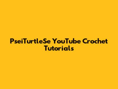 PseiTurtleSe YouTube Crochet Tutorials