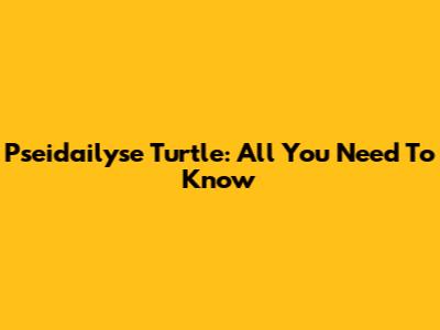 Pseidailyse Turtle: All You Need To Know
