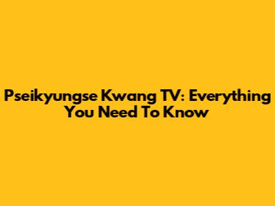 Pseikyungse Kwang TV: Everything You Need To Know
