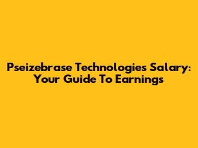 Pseizebrase Technologies Salary: Your Guide To Earnings