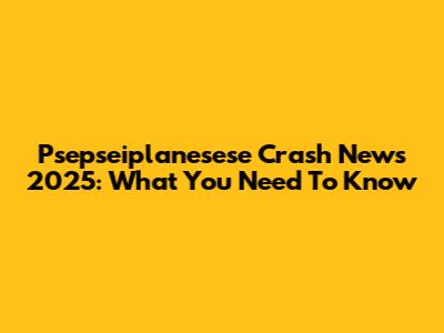 Psepseiplanesese Crash News 2025: What You Need To Know