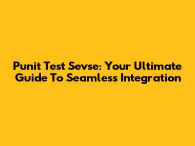 Punit Test Sevse: Your Ultimate Guide To Seamless Integration