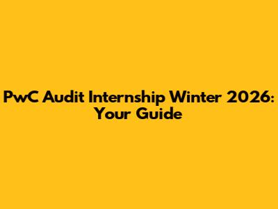 PwC Audit Internship Winter 2026: Your Guide