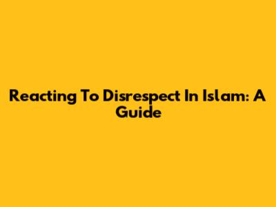 Reacting To Disrespect In Islam: A Guide