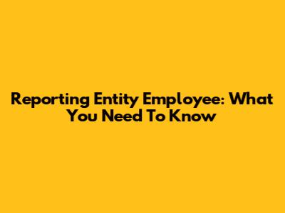 Reporting Entity Employee: What You Need To Know