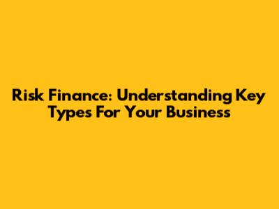 Risk Finance: Understanding Key Types For Your Business